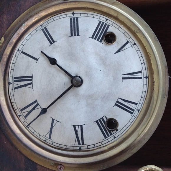 Antique October Moon CHERRY Wood Wall Clock with Gold  Pendulum & Accents - Picture 3 of 5